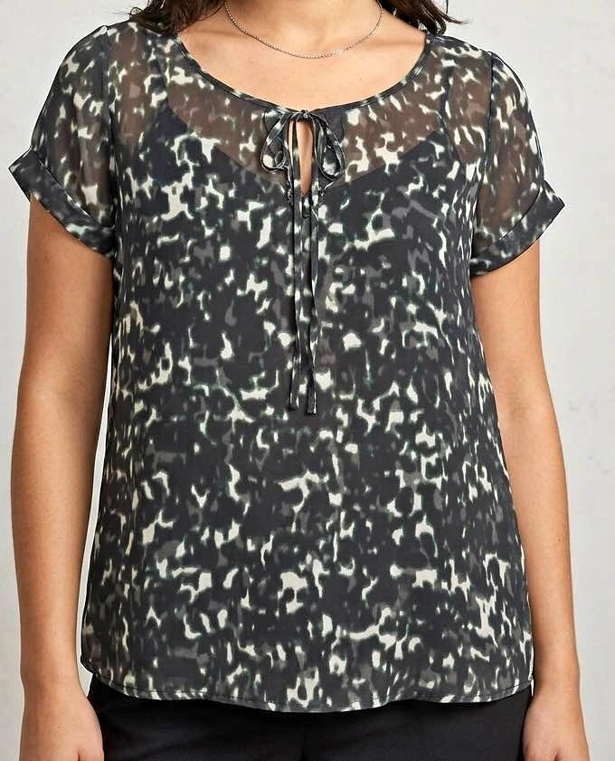 Women's Sheer Print Top Small