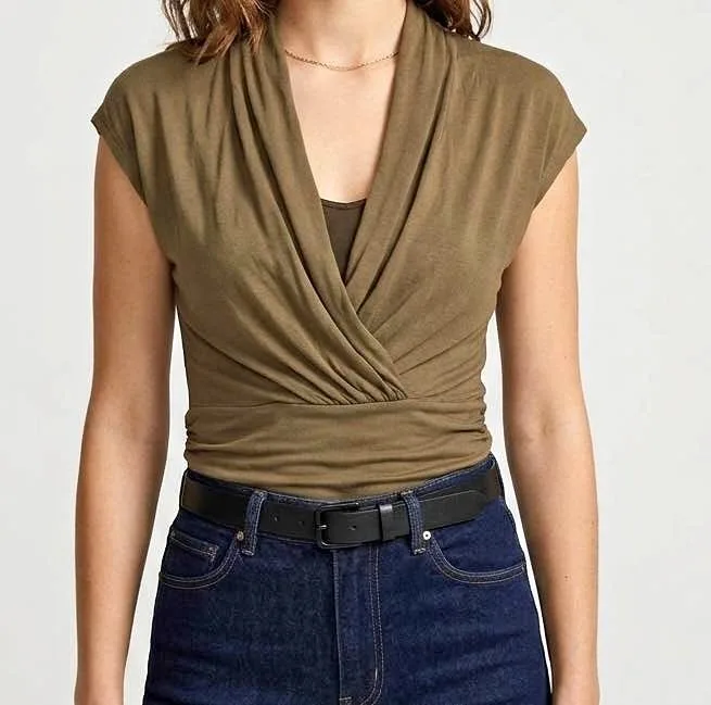Women's Olive Green Wrap Top XS