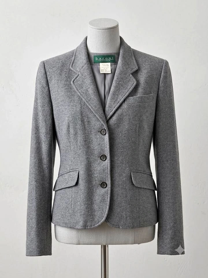 Short Grey Wool Blend Blazer Size 6