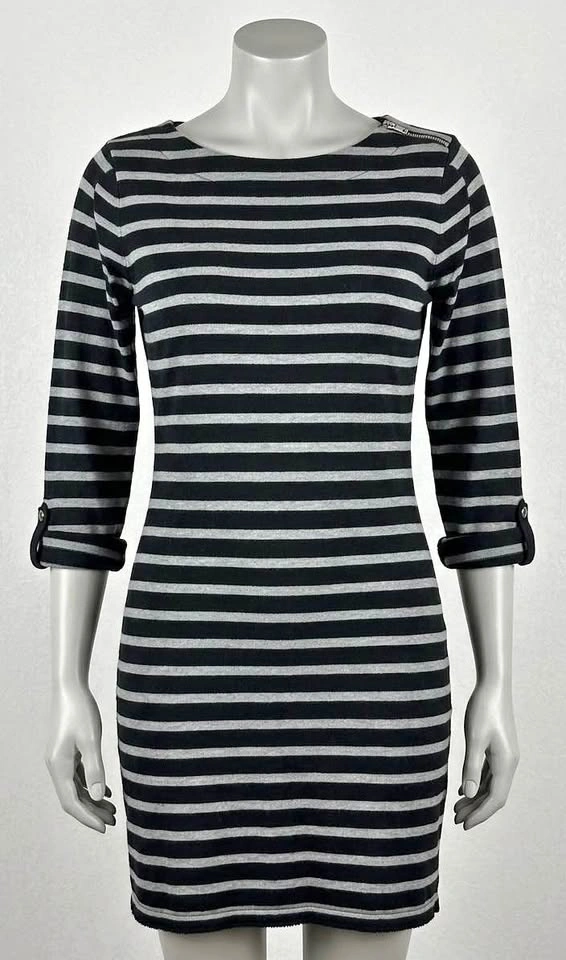 Striped Boat Neck Short Dress