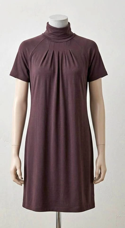 Women's Brown Turtleneck T-Shirt Dress XS
