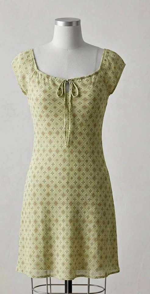 Light Green Patterned Dress -Small