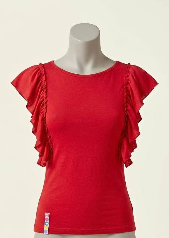 Red top with Ruffle Sleeves XS/S