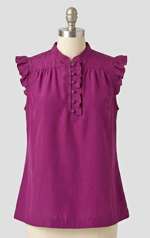 Women's Sleeveless Ruffle Detail Blouse XS