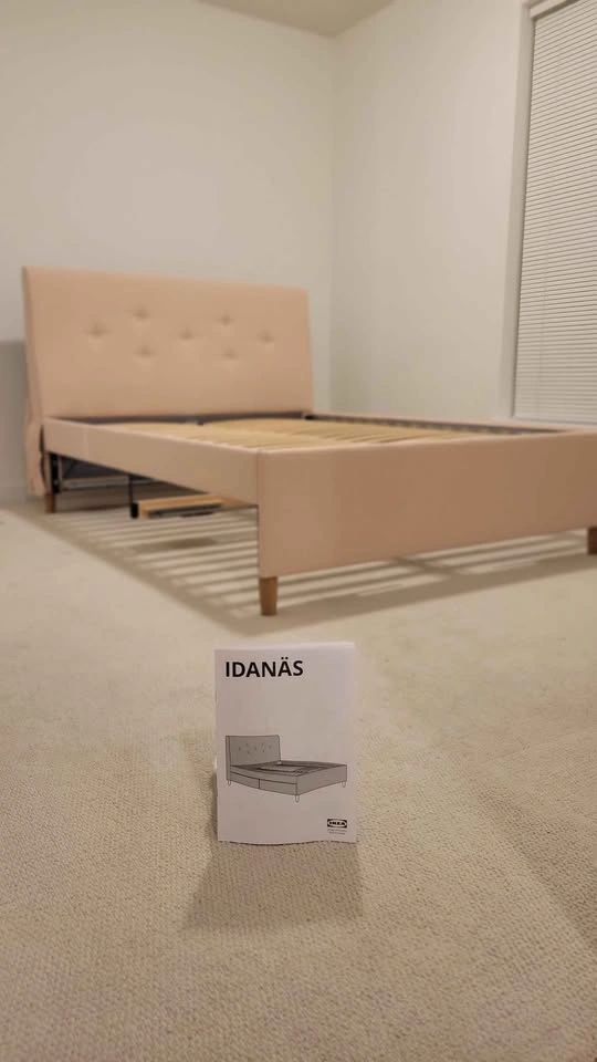 IDANÄS upholstered storage bed - Queen - Gunnared pale pink - photo 4