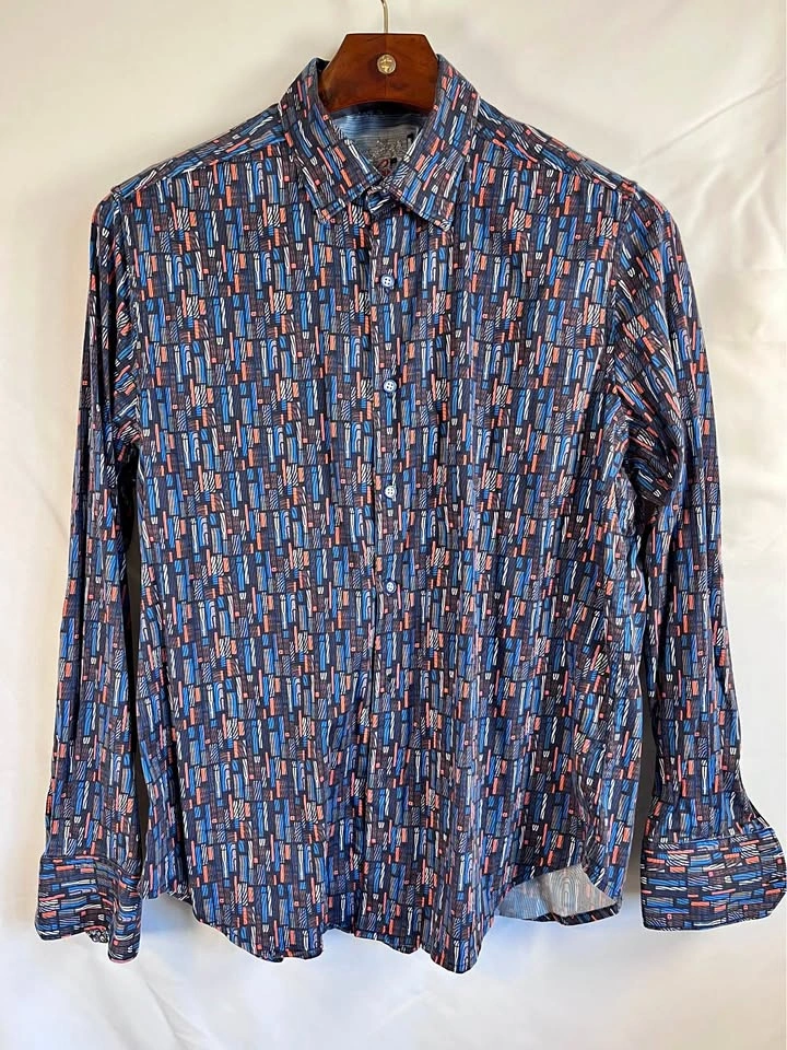 Robert Graham XL Long Sleeve Button Down Shirt Cotton Spandex Bl