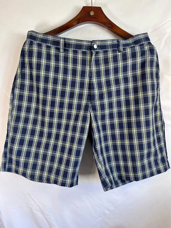 Callaway Plaid Golf Shorts Navy Blue Yellow White Men’s Size 38