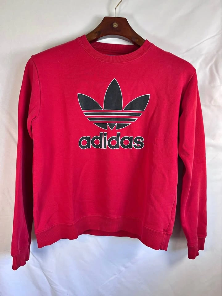 Adidas Vintage Red Trefoil Logo Crewneck Sweatshirt Size M