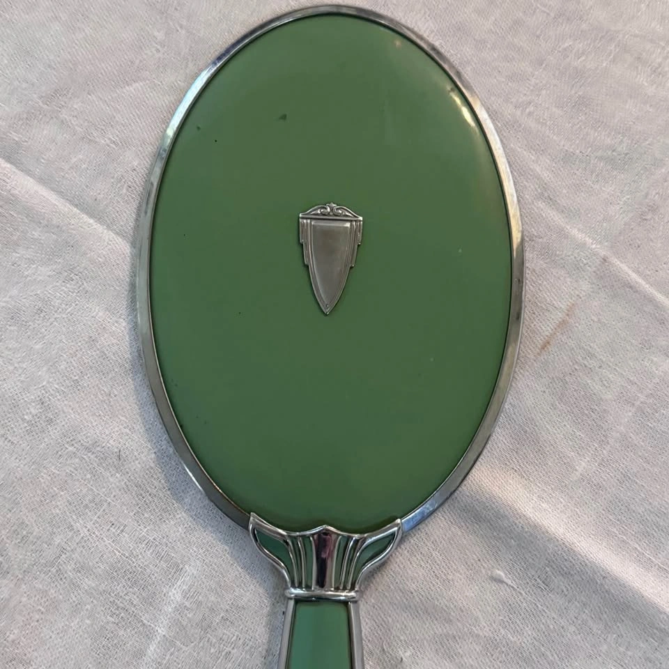 Vintage Green enamel vanity mirror - photo 2