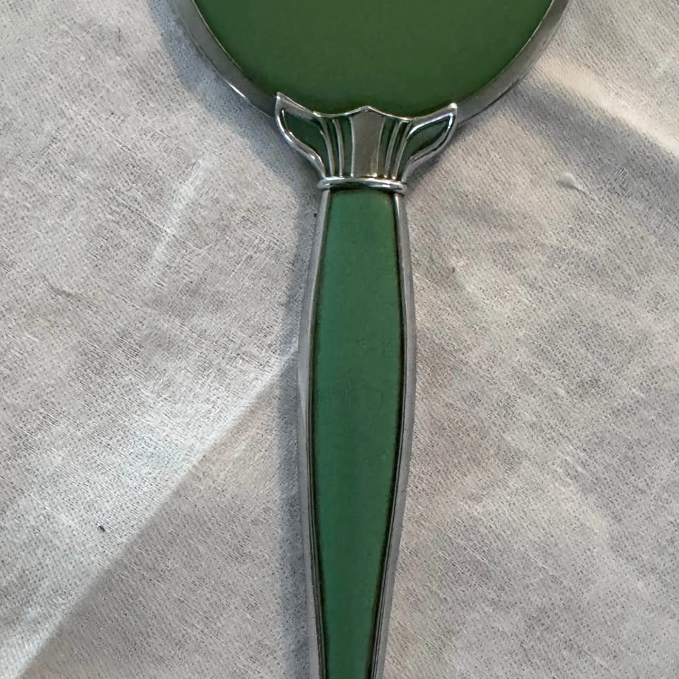 Vintage Green enamel vanity mirror - photo 3