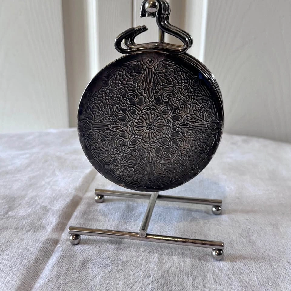 Vintage Silver plated coaster set with stand