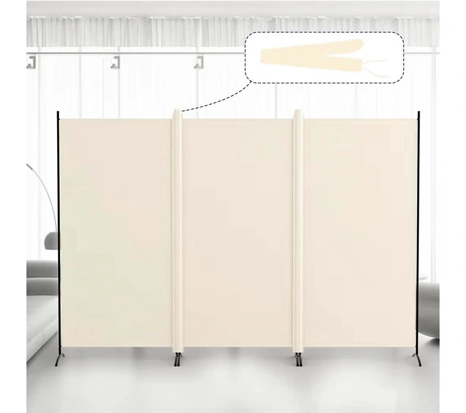6FT Tall 3-Panel Room Divider / Privacy Screen (Beige)