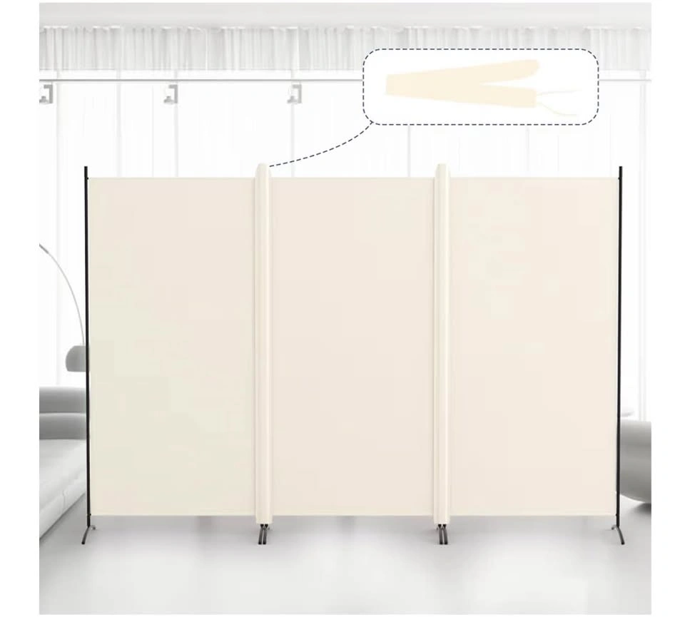 6FT Tall 3-Panel Room Divider / Privacy Screen (Beige) - photo 3