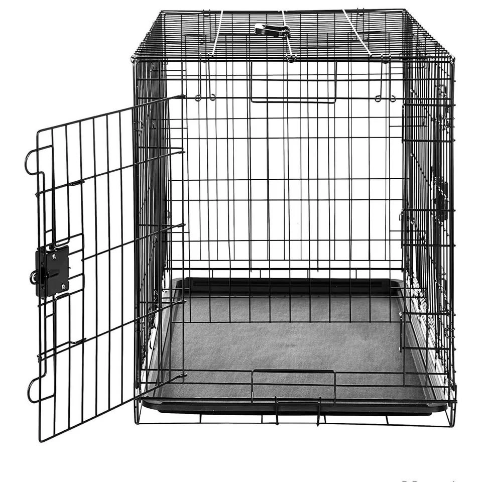 24" Folding Double-Door Wire Dog Crate with Divider