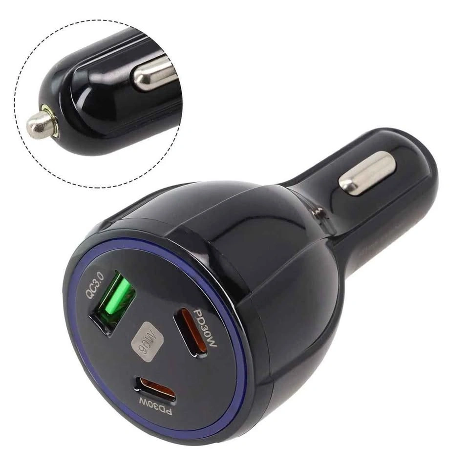 Car Charger 90W Superfast with one USB and two Type C Ports - photo 4