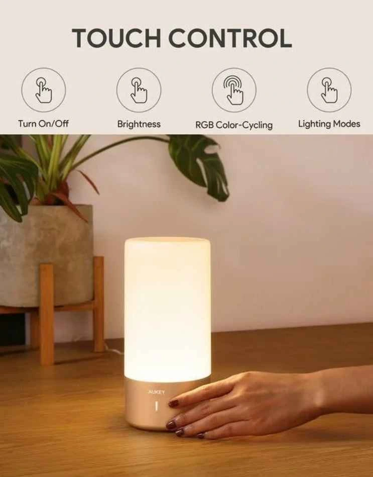 Aukey Touch Control LED Table Lamp, Bedside Lamp - photo 3