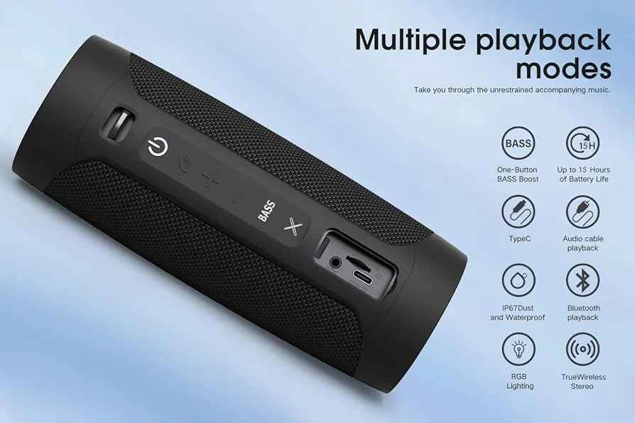 Maio Portable Bluetooth Speaker, IP67 Waterproof 30W Speaker - photo 3