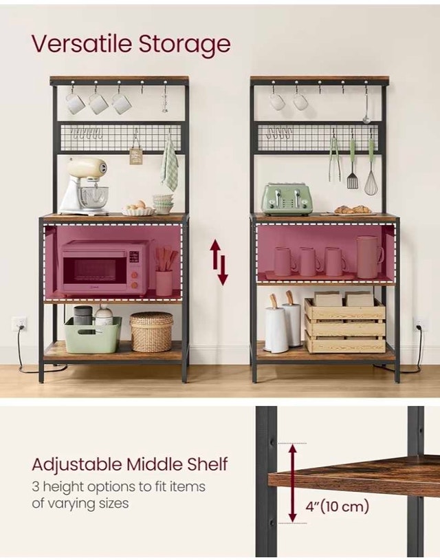 VASAGLE BAKERS RACK W/CHARGING STATIONS - photo 4
