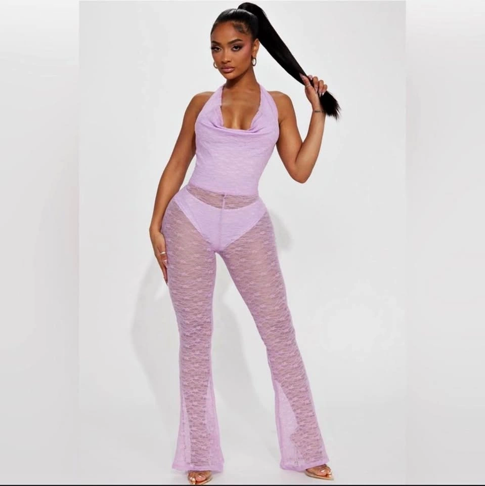 Fashion Nova Lavender Lace Jumpsuit