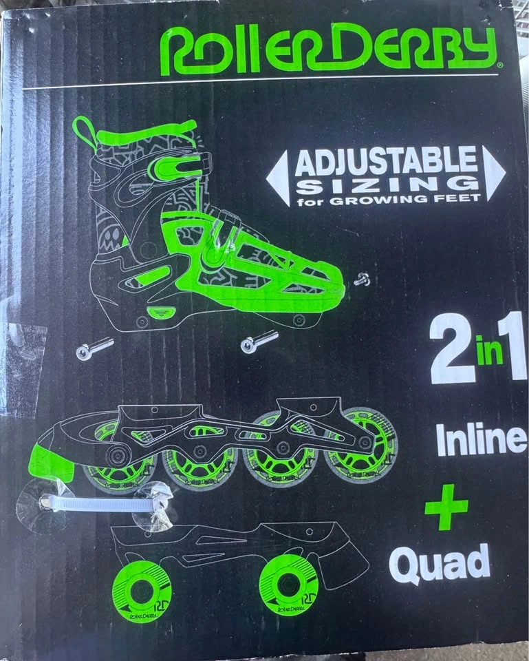 Roller Derby adjustable sizing 2 in 1 Inline & Quad Combo skates - photo 3