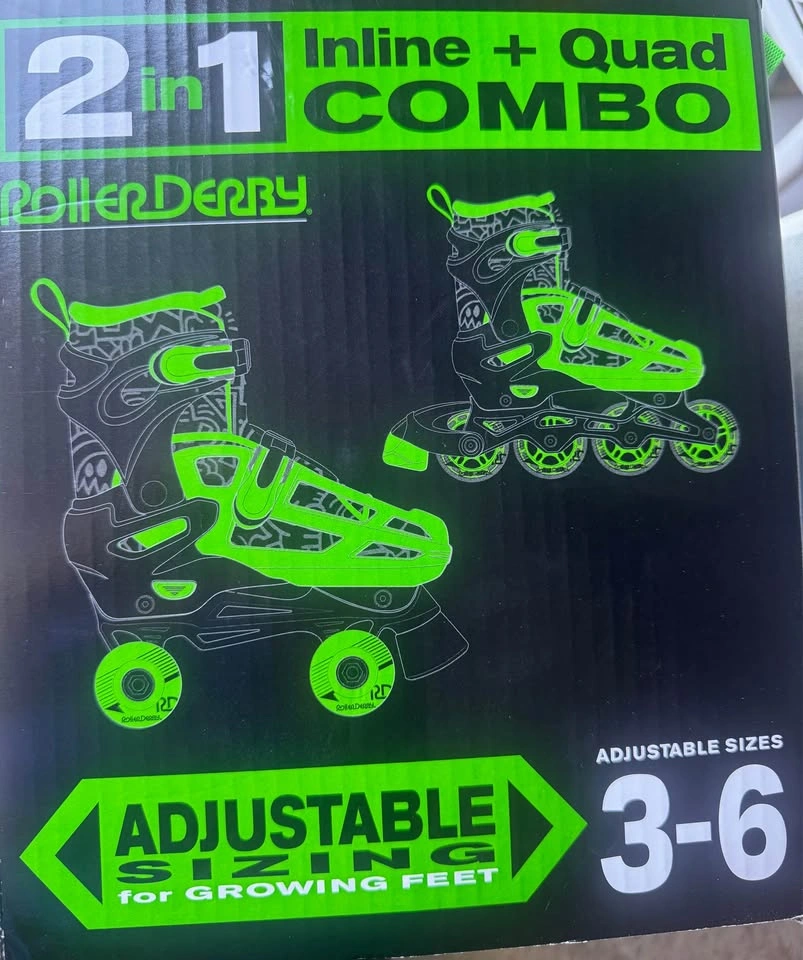 Roller Derby adjustable sizing 2 in 1 Inline & Quad Combo skates - photo 4