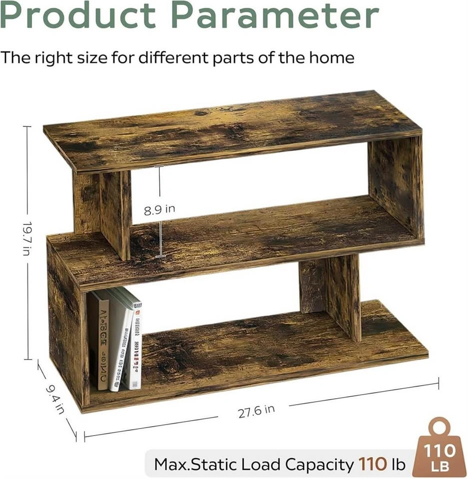 3-Tier Rustic Brown Console Table / Bookshelf - photo 2