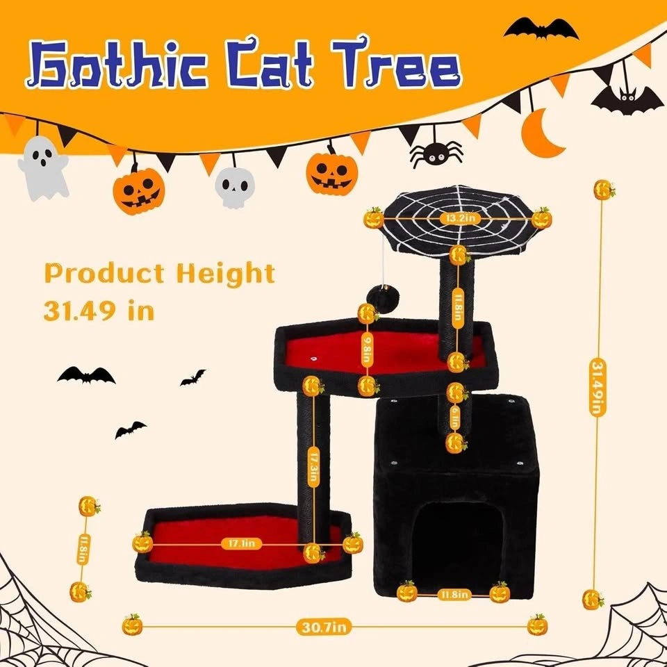 Gothic Cat Tree / Cat Condo with Scratching Posts - photo 4
