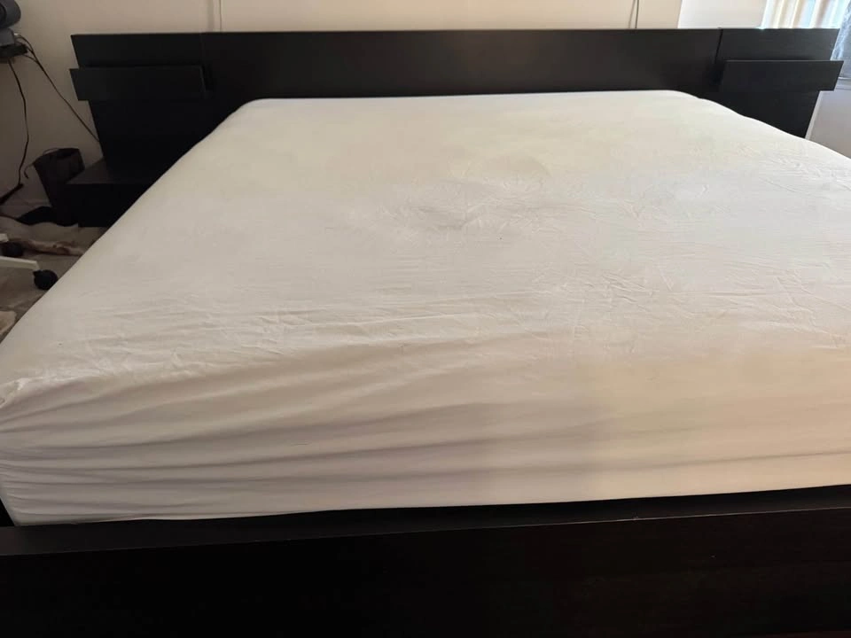 king size bed with attached end tables - photo 2