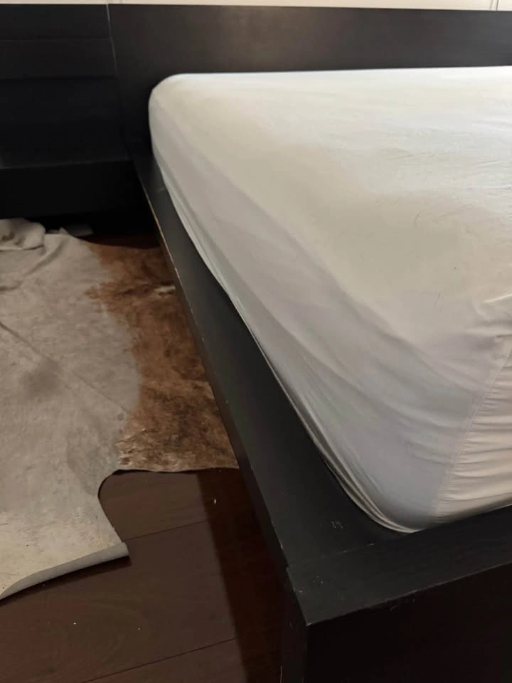 king size bed with attached end tables - photo 3