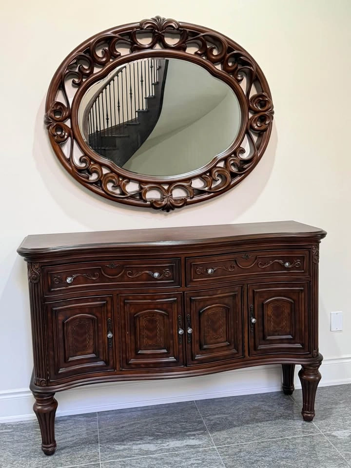 AICO wall unit, Server with Mirror, and 3-pc Coffee Table Set - photo 2