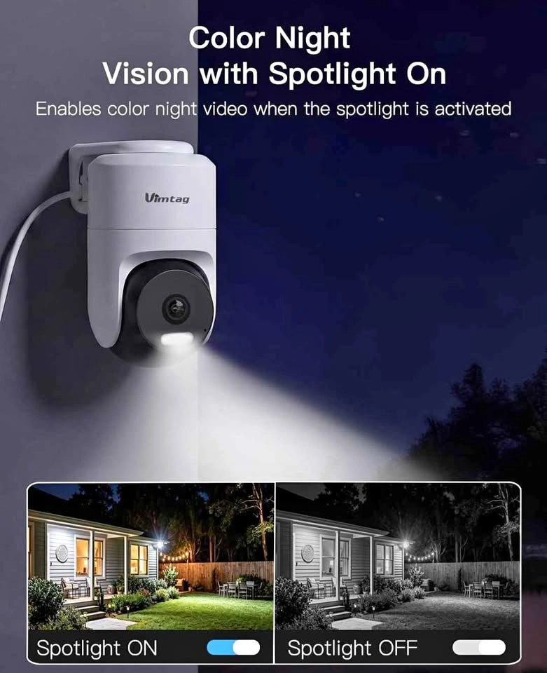 Vimtag Outdoor Security Camera with Color Night Vision