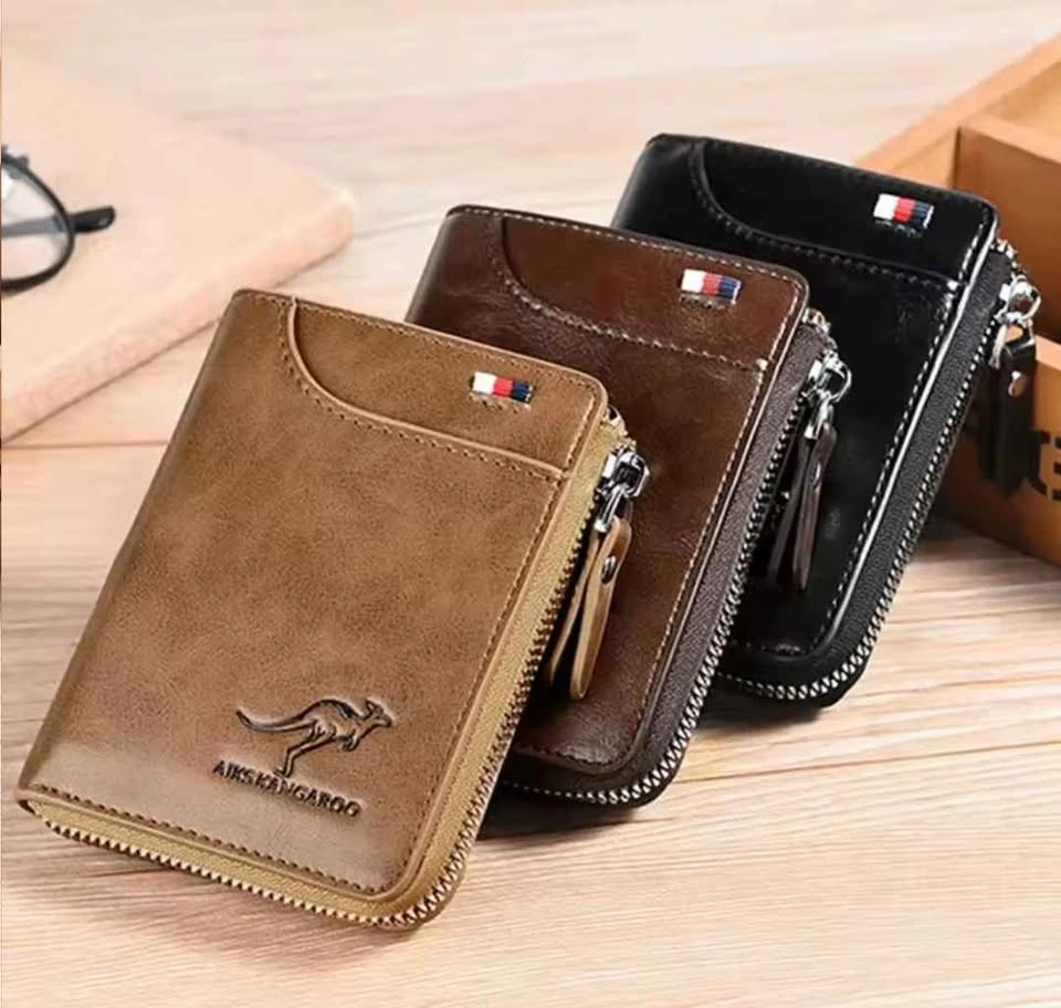 Men's Zipper Wallet - Dark Brown