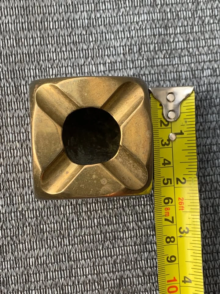Vintage Mid-Century Cube Brass Ashtray - photo 3