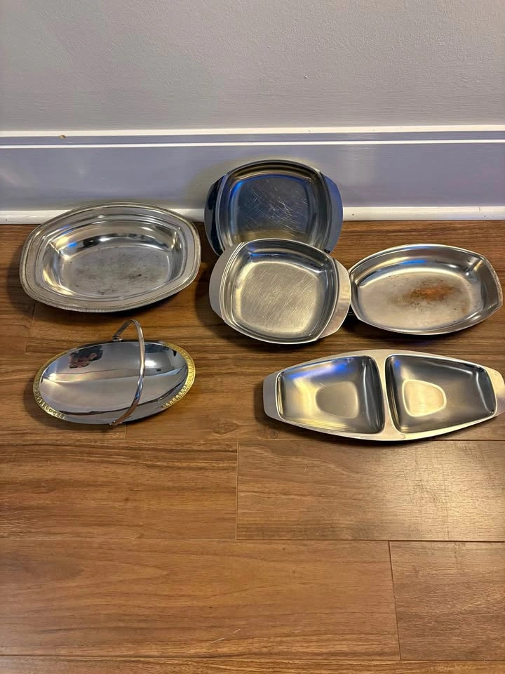 Silver Serving Dishes and Trays Set