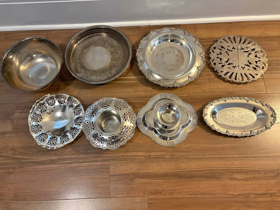 Assorted Silver Plated Candle Holders, Bowls and Trays