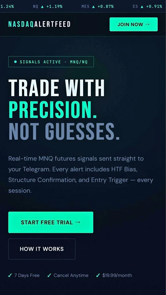 MNQ Futures Alerts — Live Signals via Telegram