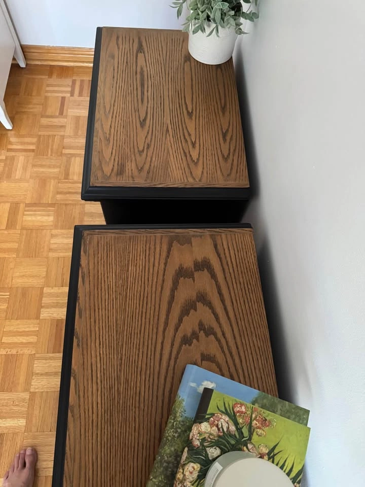 Refinished Modern Black Nightstands | Solid Wood Drawers | Pair - photo 4