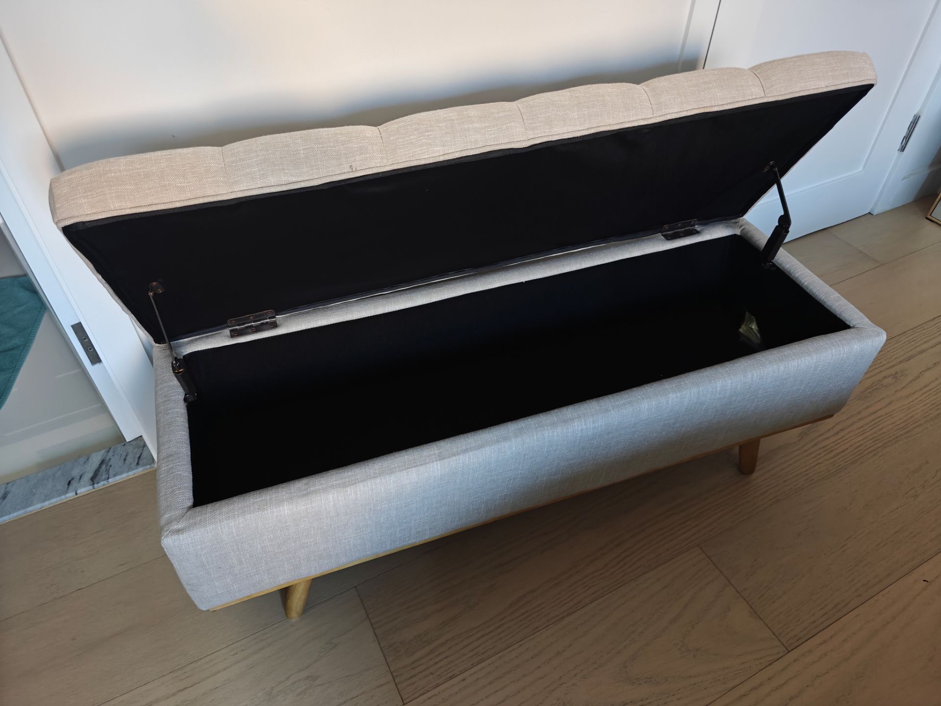 Fabric Upholstered Wooden Storage Bench - photo 2