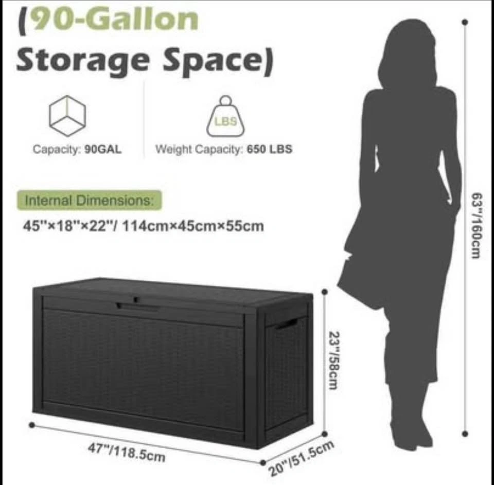 Black 90 Gallon Outdoor Patio Box - photo 2
