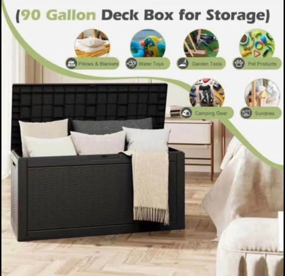 Black 90 Gallon Outdoor Patio Box - photo 4