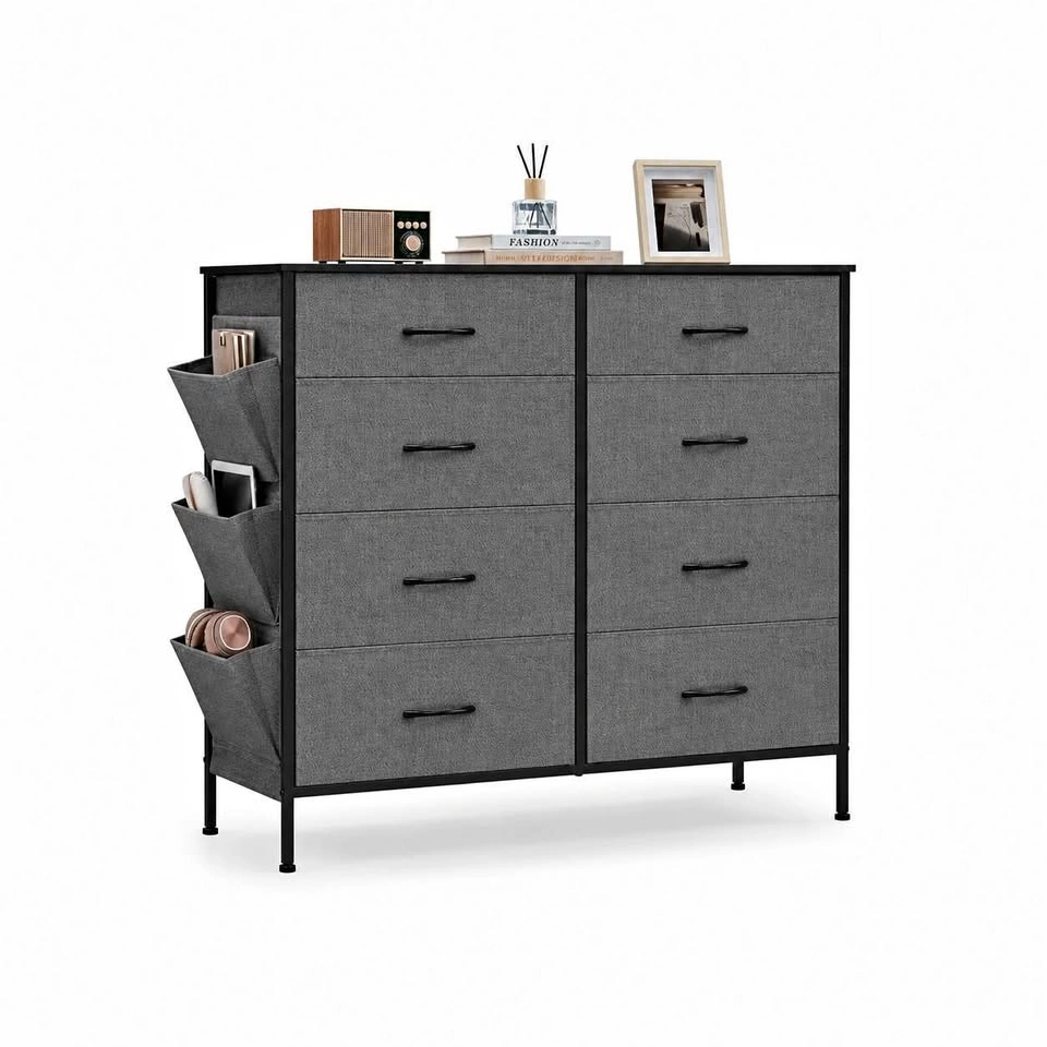 Gray 8 Drawer Fabric Storage Dresser