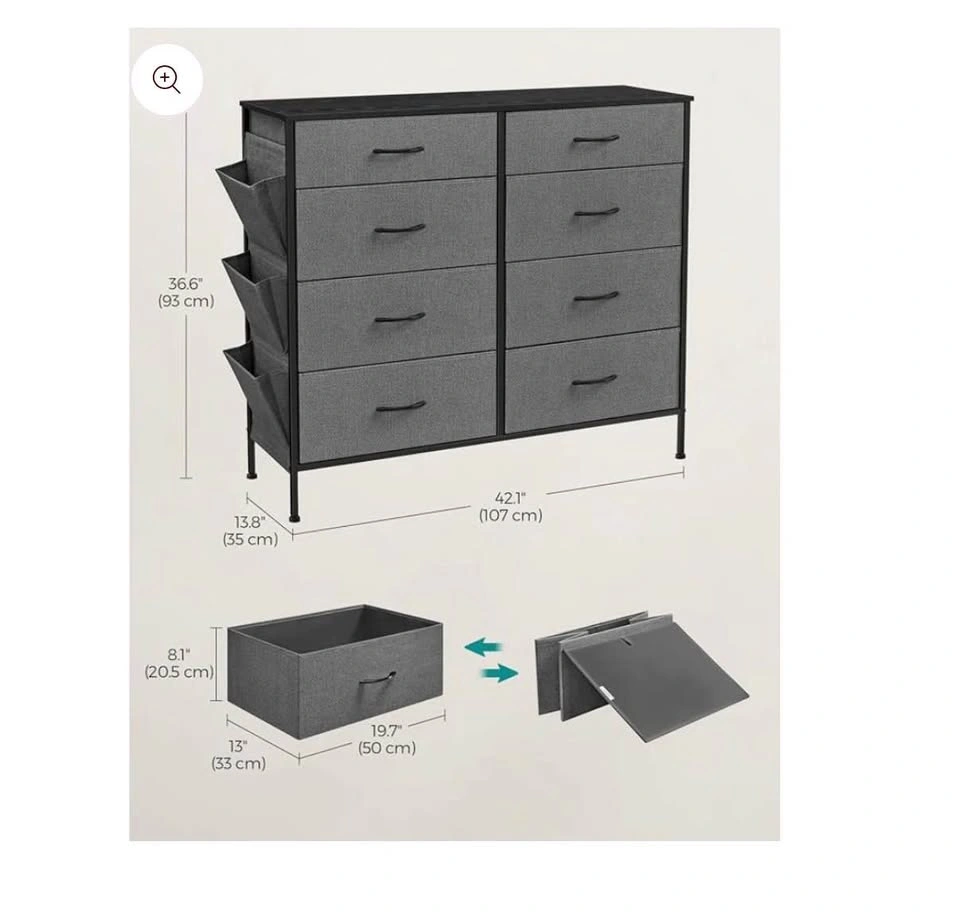 Gray 8 Drawer Fabric Storage Dresser - photo 2