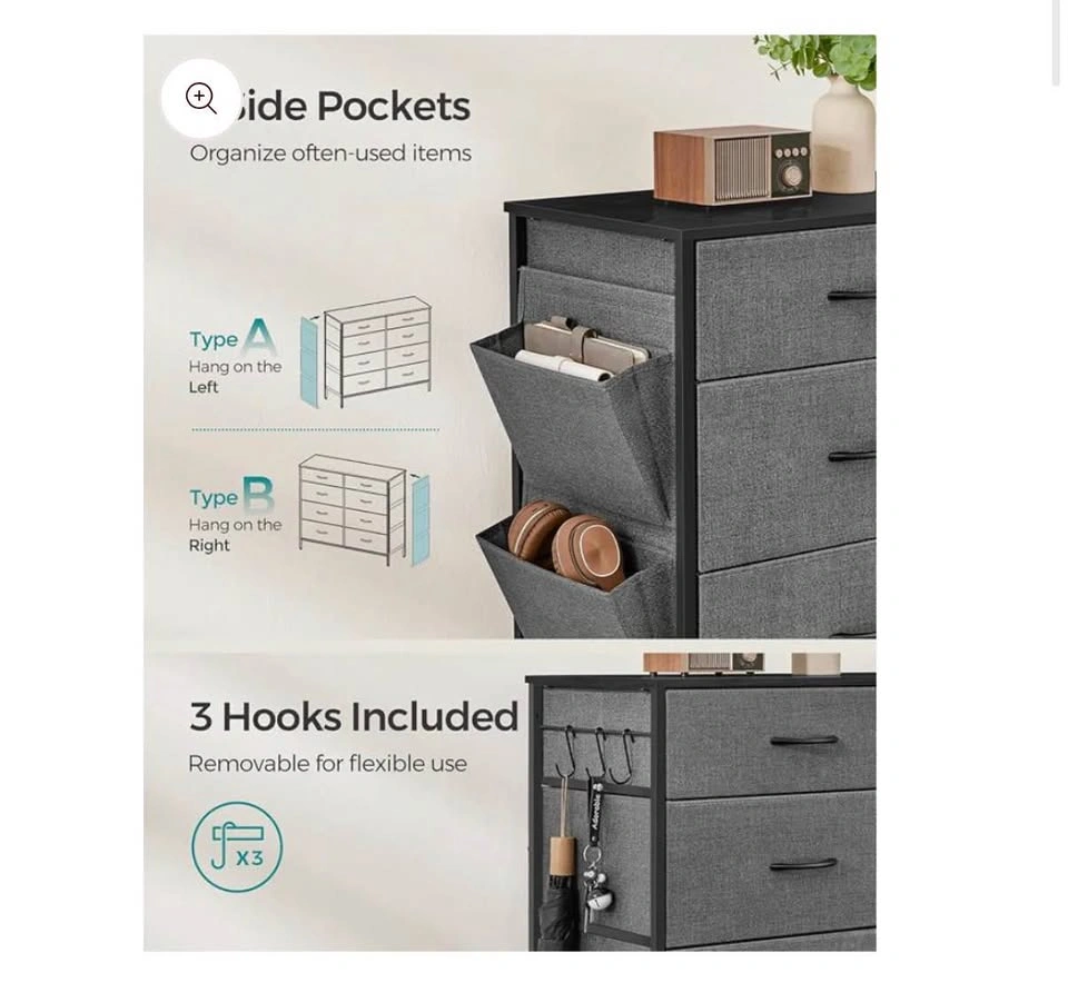 Gray 8 Drawer Fabric Storage Dresser - photo 4