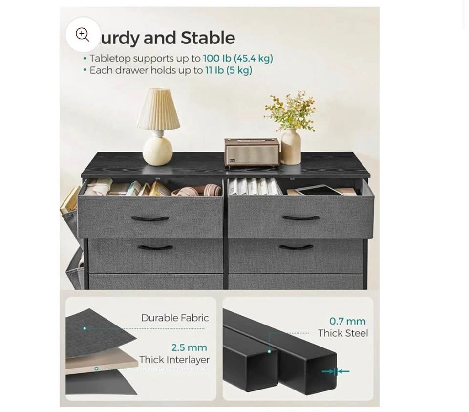Gray 8 Drawer Fabric Storage Dresser - photo 5