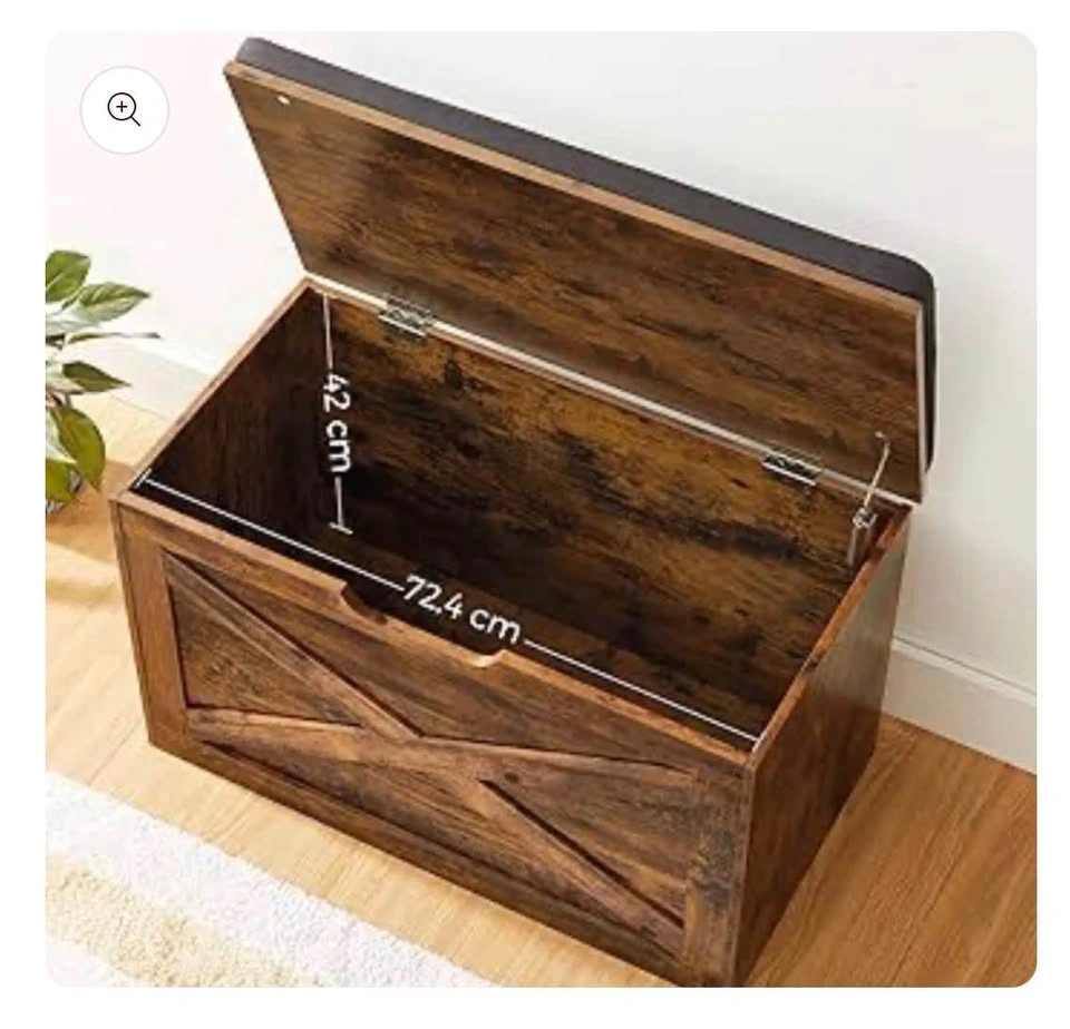 Rustic Storage Bench with Padded Seat - photo 4