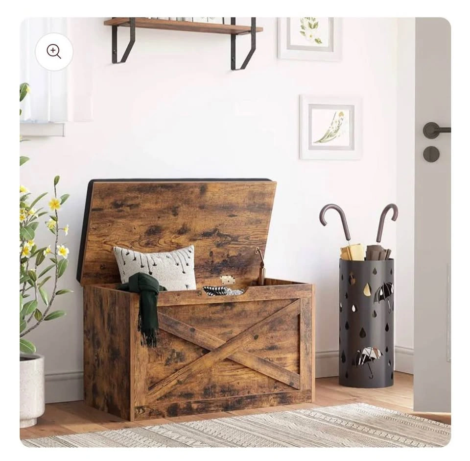Rustic Storage Bench with Padded Seat - photo 5