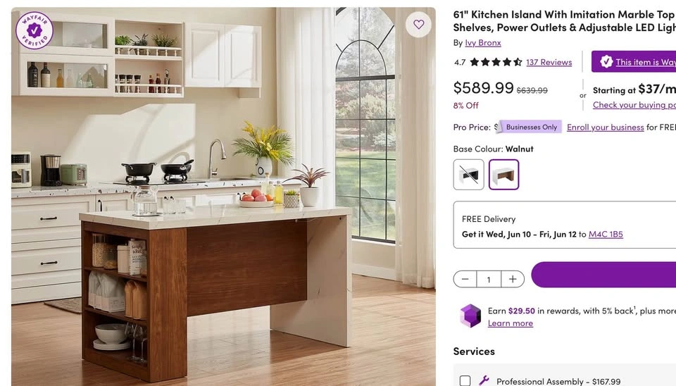 61” Kitchen Island With Adjustable Shelves - Brand New - photo 2