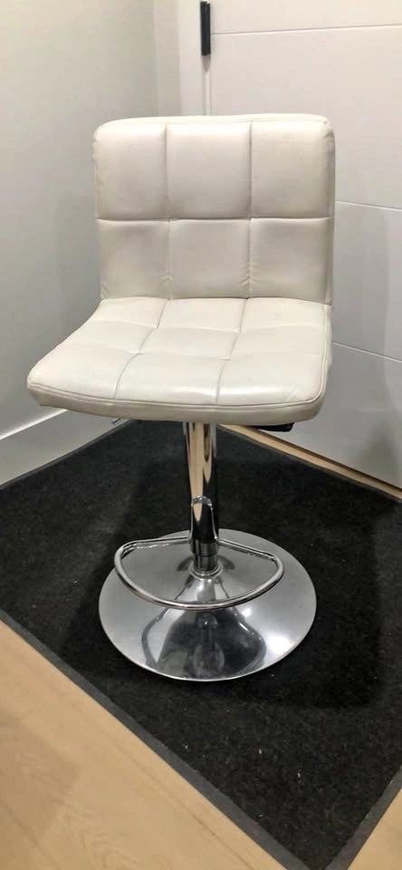 White Faux Leather Swivel Bar Stool