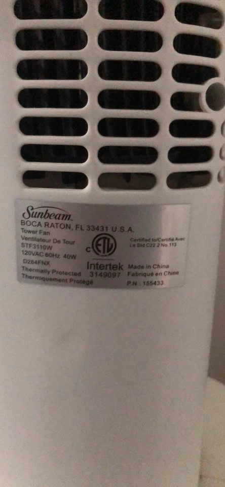 Sunbeam Tower Fan STF3110W - photo 3