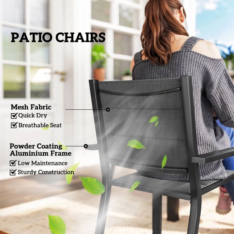 Outsunny Stackable Black Mesh Patio Chairs set of 2 - photo 2